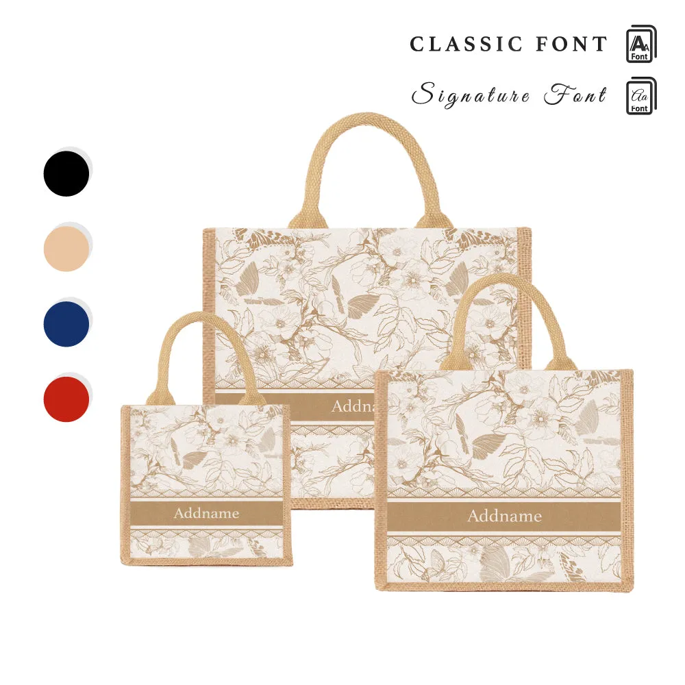 Wild Rose Artline Series Jute Tote Bag [FREE Custom Add Name]