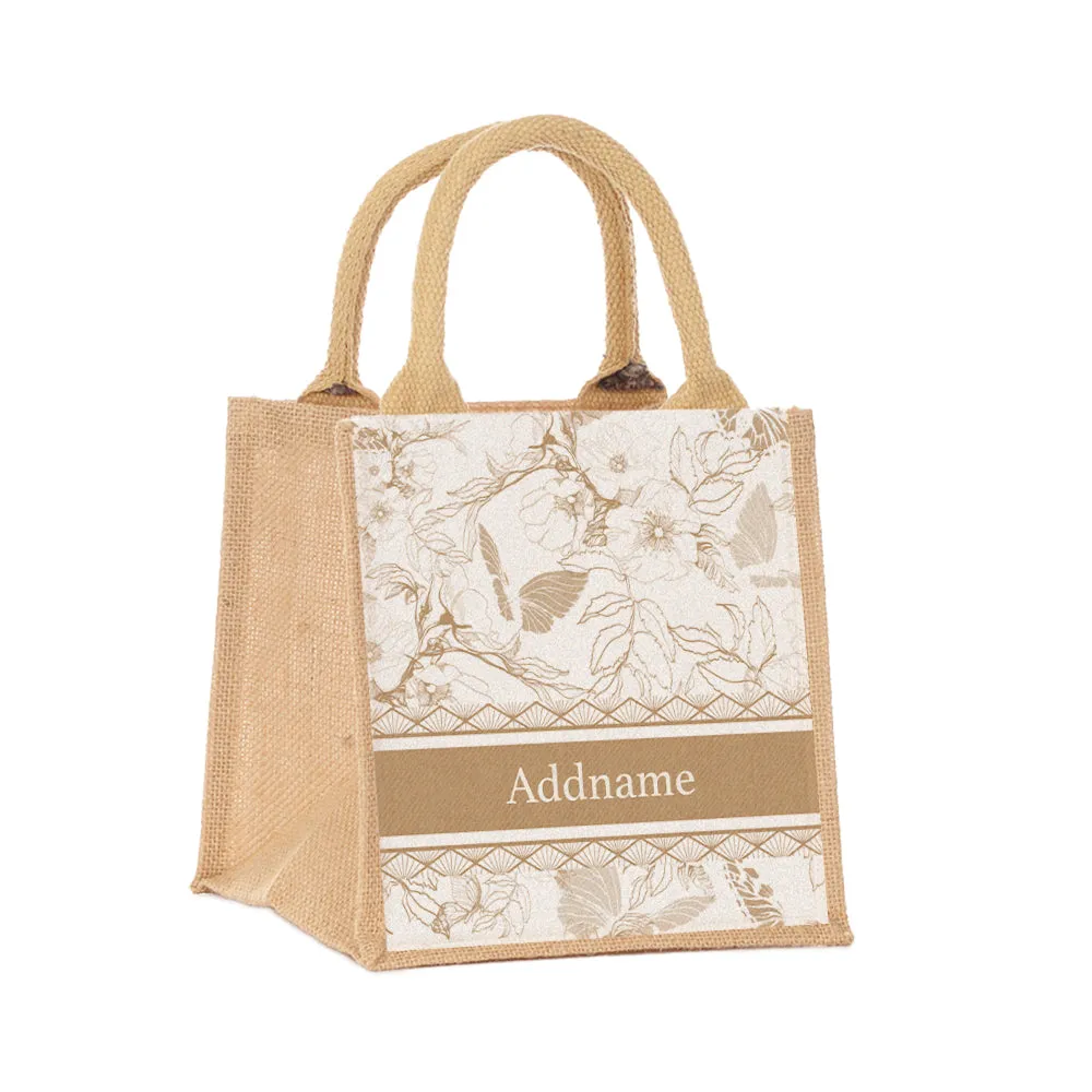 Wild Rose Artline Series Jute Tote Bag [FREE Custom Add Name]