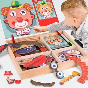 Wooden Multi-functional Facial Features Puzzle Board