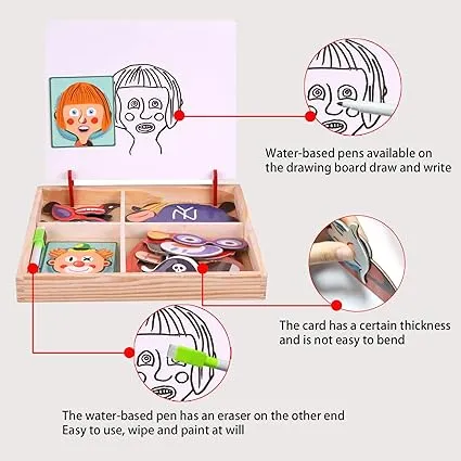 Wooden Multi-functional Facial Features Puzzle Board