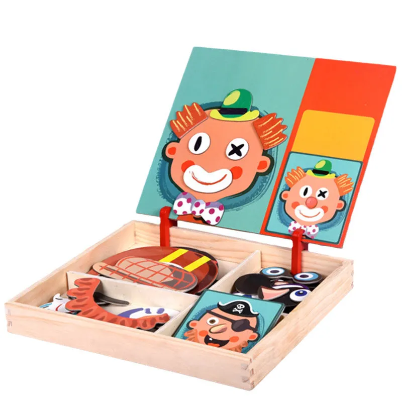 Wooden Multi-functional Facial Features Puzzle Board