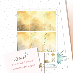 Writing At Dawn - Watercolor Planner Stickers - 1,5’’ Fullboxes Brown FOILED ✨