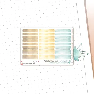 Writing At Dawn - Watercolor Planner Stickers MINI -  1,5'' Wide Miniboxes