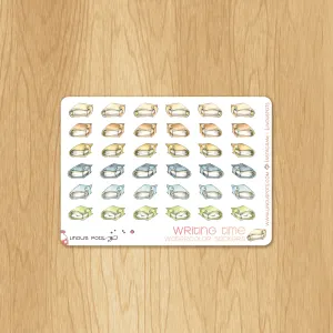 Writing Time - Decorative Watercolor Stickers - Ring Bound Planners