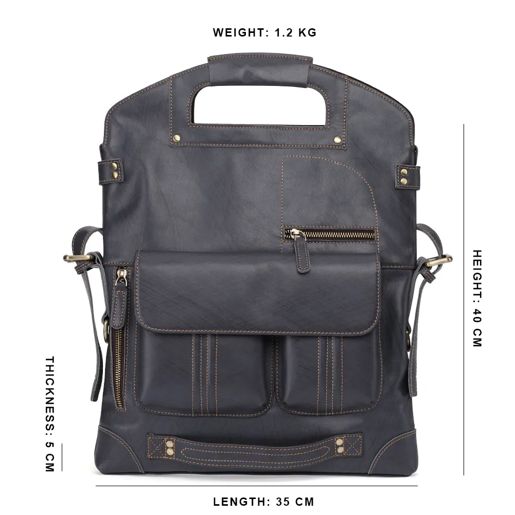 YAAGLE Mens  3-in-1 Leather Messenger Bag /Crossbody Bag /Briefcase Case /Vintage Genuine Leather College Backpack YG6388