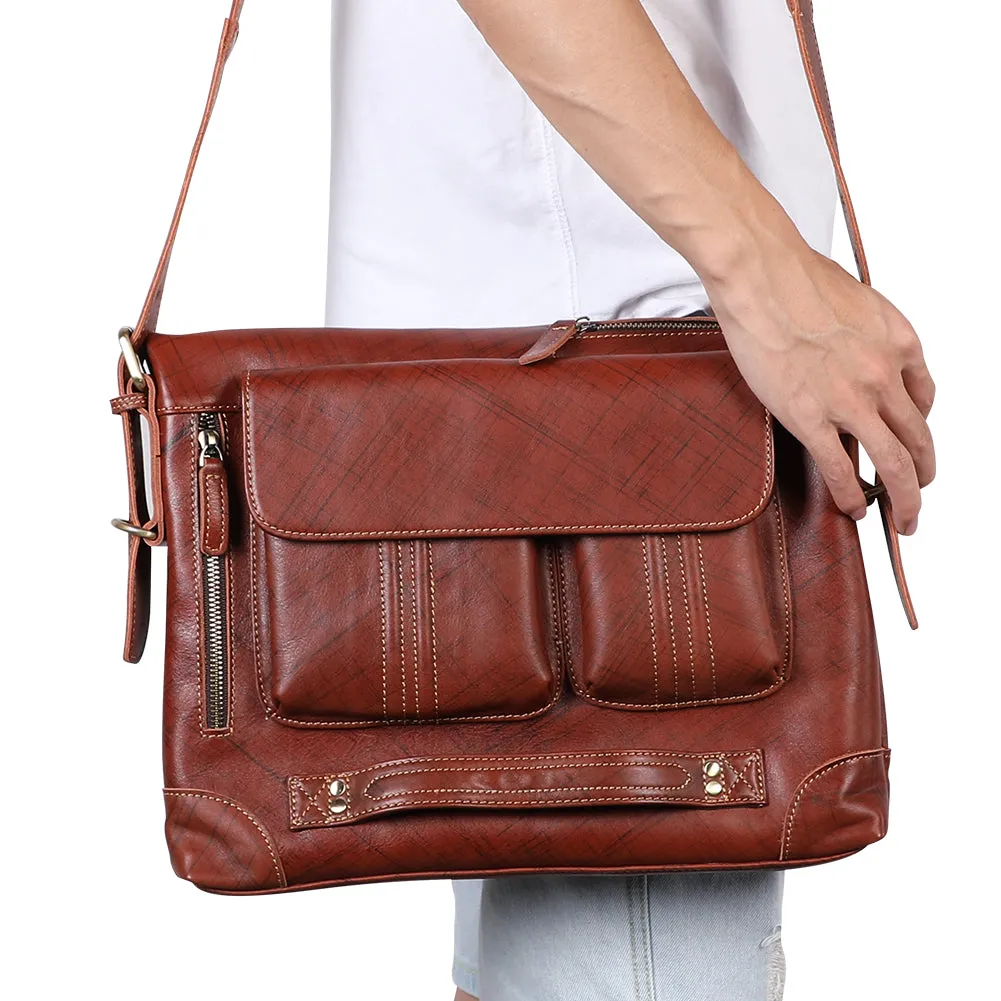 YAAGLE Mens  3-in-1 Leather Messenger Bag /Crossbody Bag /Briefcase Case /Vintage Genuine Leather College Backpack YG6388