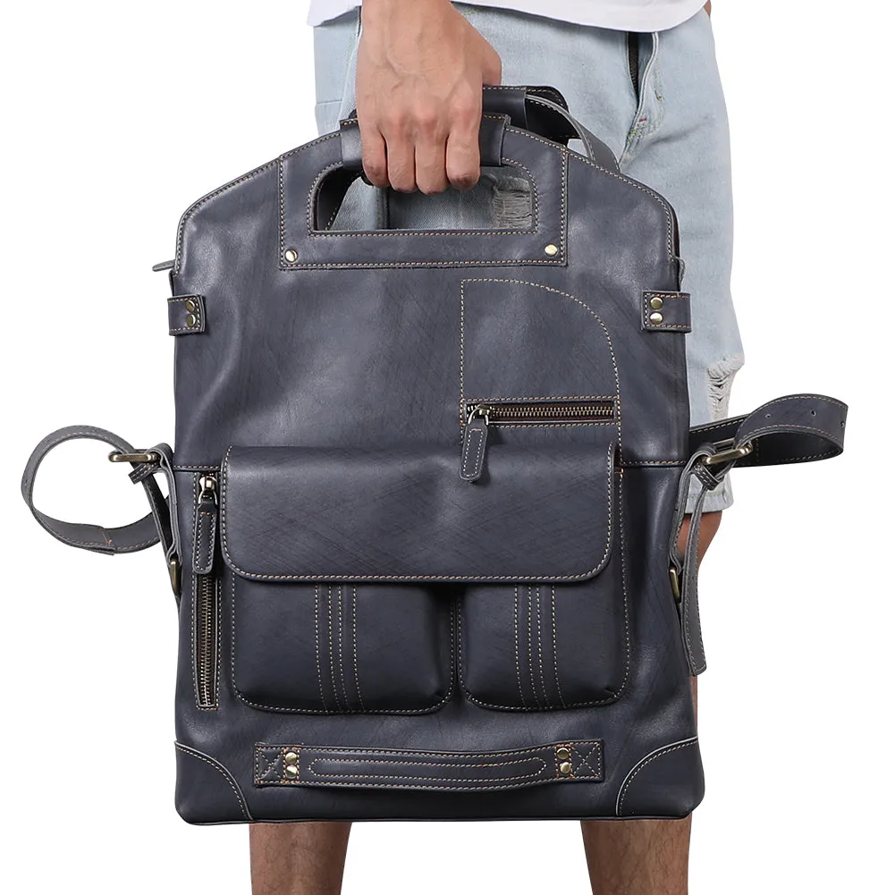 YAAGLE Mens  3-in-1 Leather Messenger Bag /Crossbody Bag /Briefcase Case /Vintage Genuine Leather College Backpack YG6388