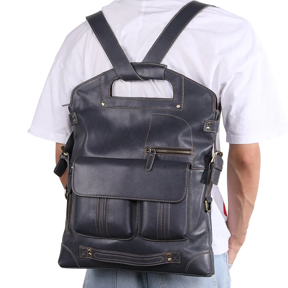 YAAGLE Mens  3-in-1 Leather Messenger Bag /Crossbody Bag /Briefcase Case /Vintage Genuine Leather College Backpack YG6388